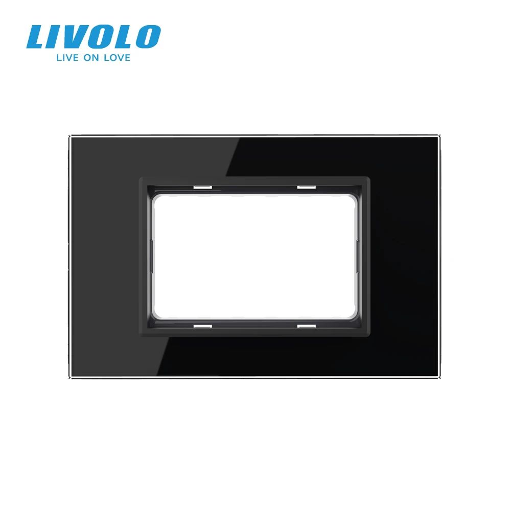 Livolo Au/Us Standard Pearl Crystal Glass 119mm*78mm Pannello singolo con foro per interruttore triplo a parete o presa VL-P9E-3W