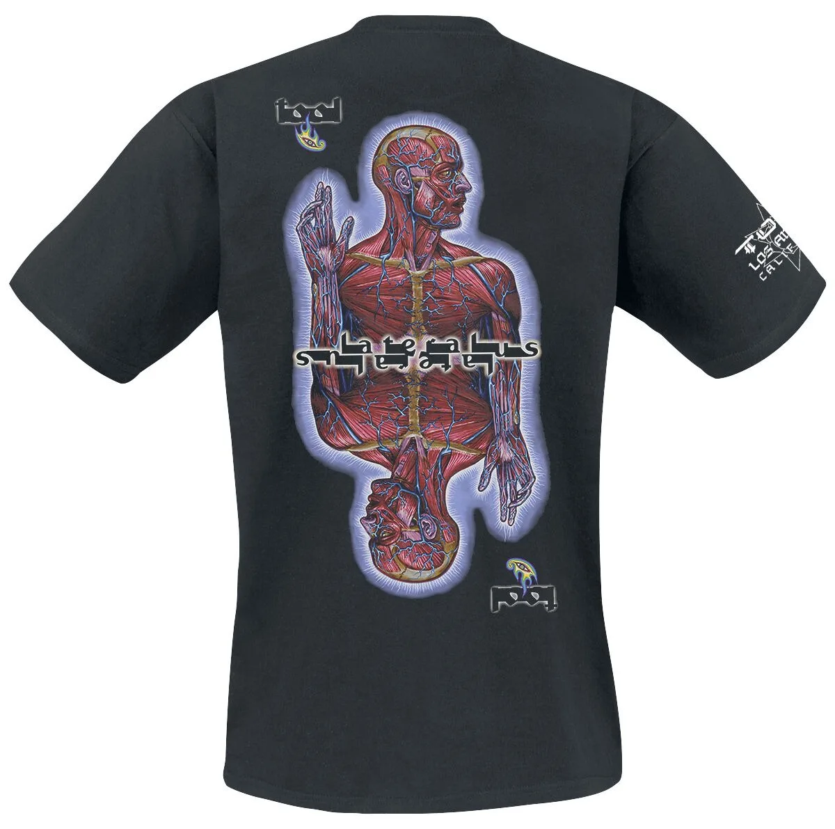 Tool Inspired Baumwoll-T-Shirt mit Neon-Logo und abstraktem Totenkopf, Progressive Metal Streetwear Tee – Detail 5