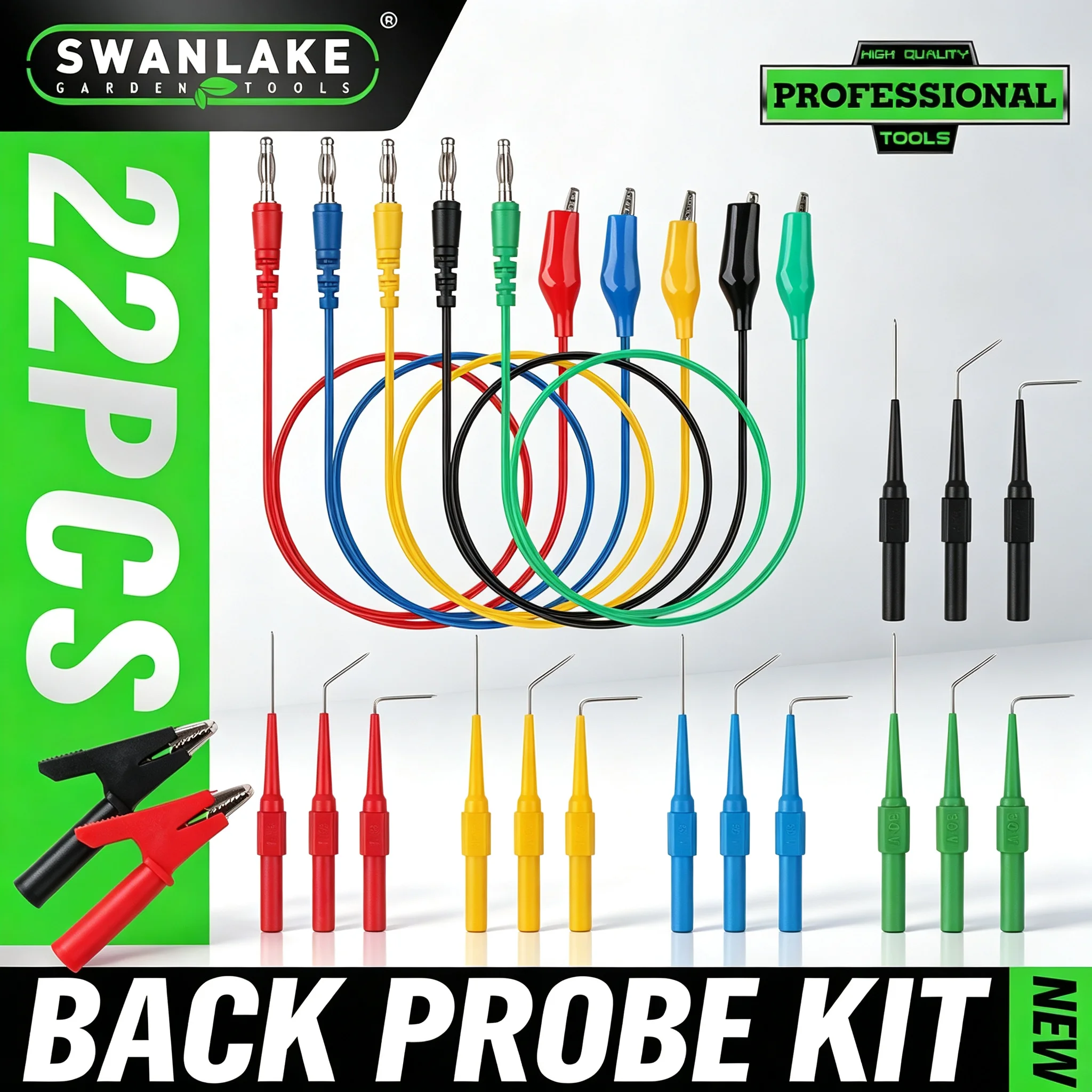 SWANLAKE 11/22/43Pcs Back Probe Kit CAT III 1000V 20A Multimeter Auto Diagnostic Test Tool