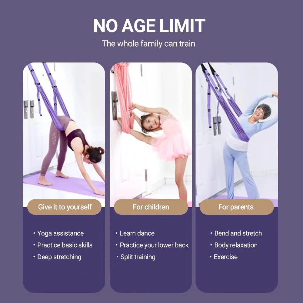 Yoga Hammock Flying Swing Aerial Yoga Rope Stretch The Leg Splits Practic Elastic Stretch Fitness Training women Yoga pull strap