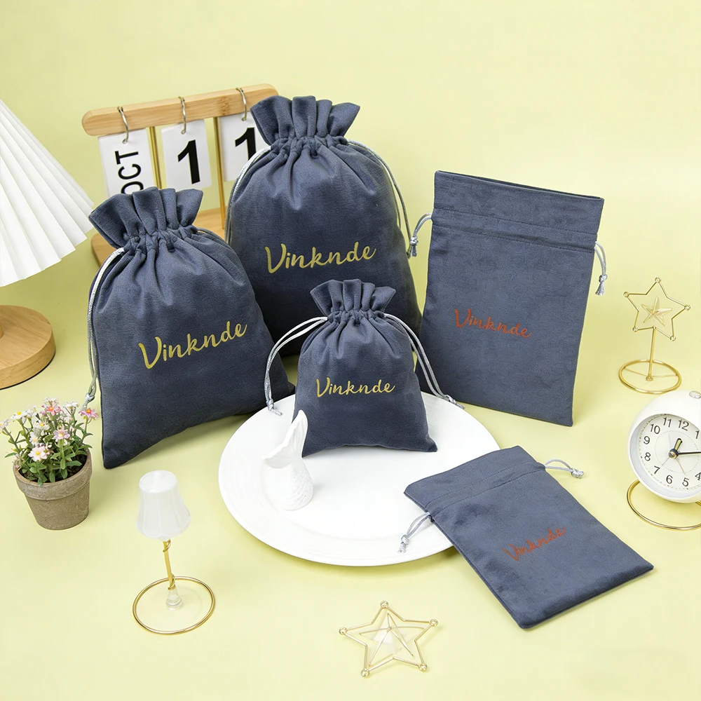 

Custom Logo 100pack Jewelry Packaging Soft Velvet Bag Gift Display Packing Storage Wedding Travel Candy Drawstring Dust Pouches