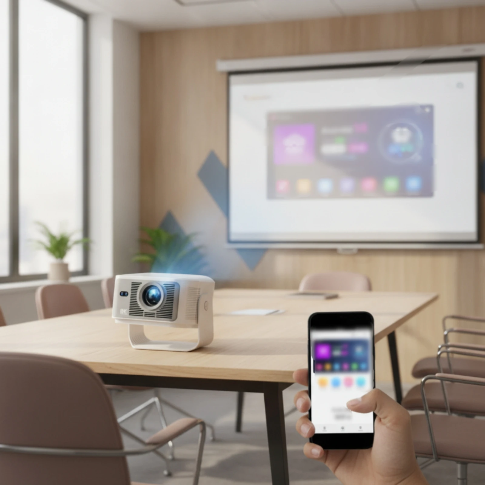 Display Device with Adjustable Stand Auto Image Alignment Android TV Display Device Portable Wireless for Students, Home Theater