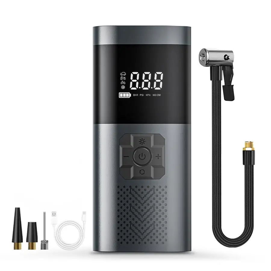 Arrancador de Coches 4 en 1 con Bomba de Aire, Compresor de Aire Portátil, Inflador de Neumáticos Inteligente con Pantalla Digital para Coche, Bicicleta, Balón, Neumático de Motocicleta