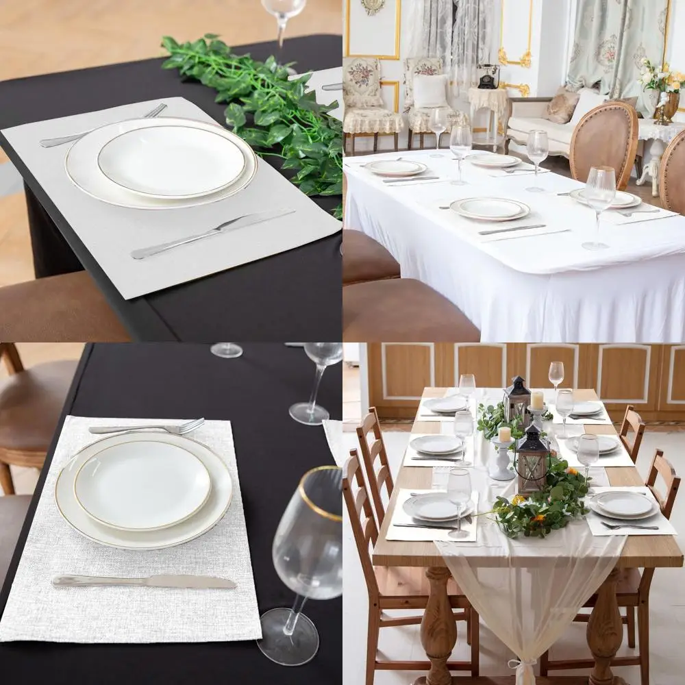 

Набор из 8 белых полиэстеровых салфеток в льняном стиле, машинная стирка и термостойкость, идеально подходит для праздничных обеденных столов