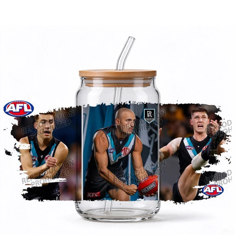 Australian Rugby Clubs UV DTF Transfer Wraps Waterproof Cold Peel Stickers for 16oz Libbey Cup DIY Fan Gift Decor