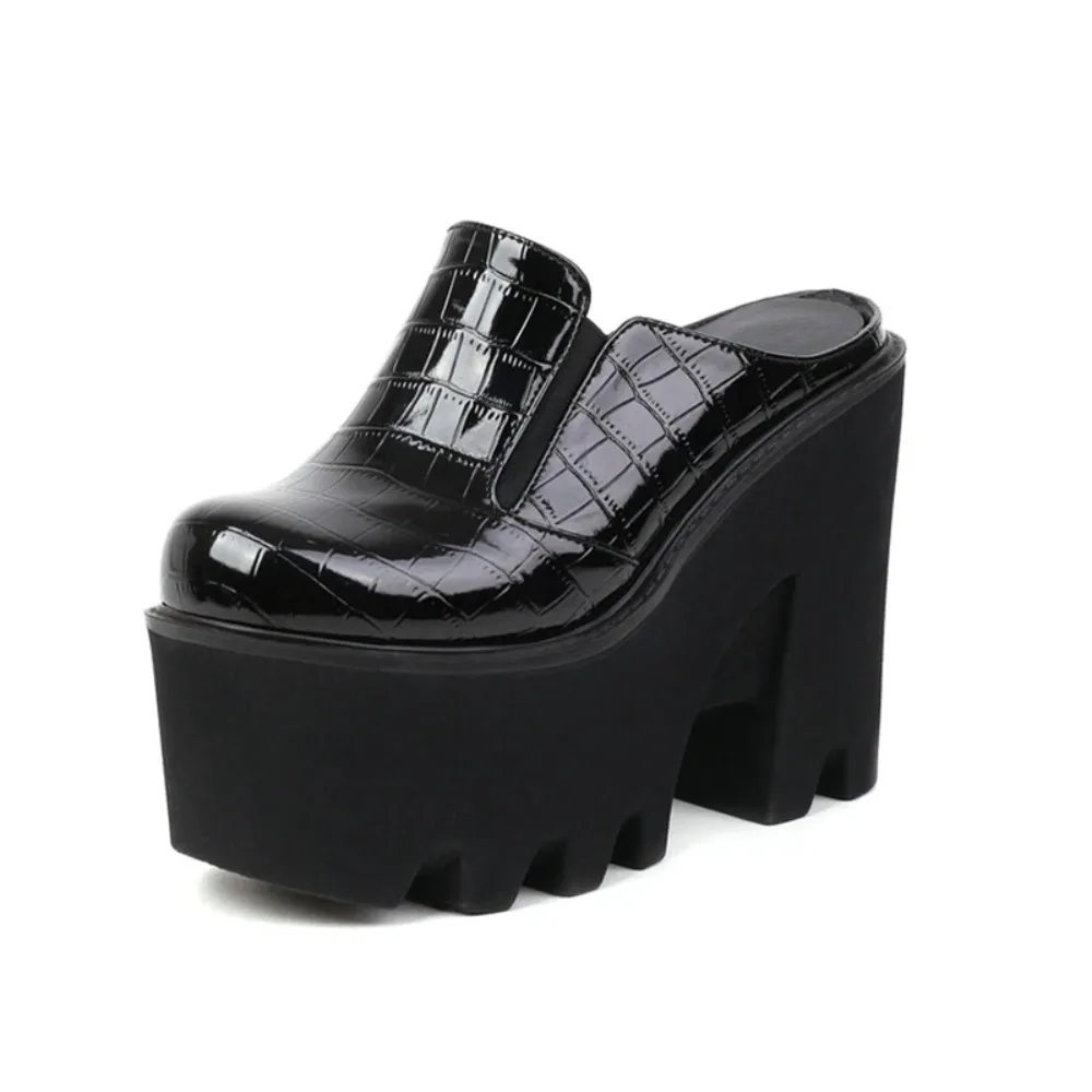 BLXQPYT Women\'s Plus Size 44 Fashion Leather Platform Pumps 2022 Party Sandals Outdoor Slipper Wedges Shoes H-1