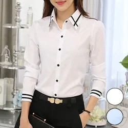Womens Office Lady Shirt Female Chiffon Slim Blouse  Casual Long Sleeve Shirts Lady Fashion Style Tops Clothing Blusas