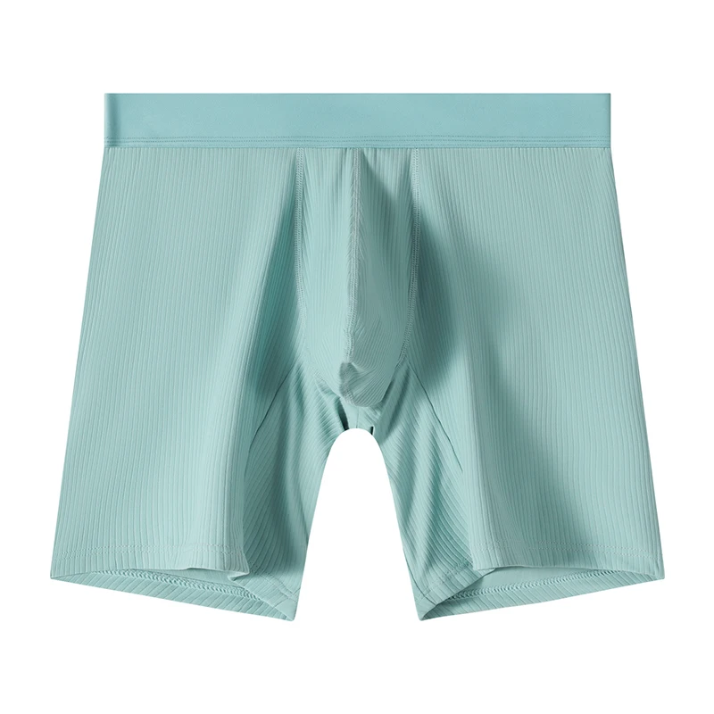 Men Sexy Big Pouch Long Boxers Shorts Outdoor Gym Fitness Breathable Underwear Solid Color Absorbs Sweat Jogging Sporty Panties