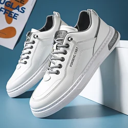 New Men Casual Shoes Breath White Sneakers Fashion Driving Flat Shoes Anti Slip Wear-resistant Leather Outdoor Walking Shoes