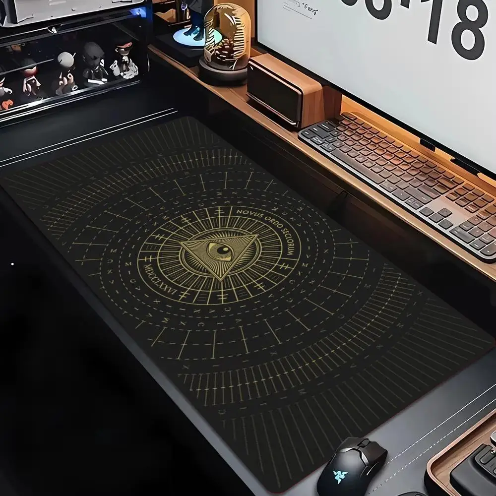 Vintage Occult Mystic Geometric Large Desk Mat XL All Seeing Eye Mouse Pad Non-Slip Rubber Keyboard Mat Desktop Office Desk Pads