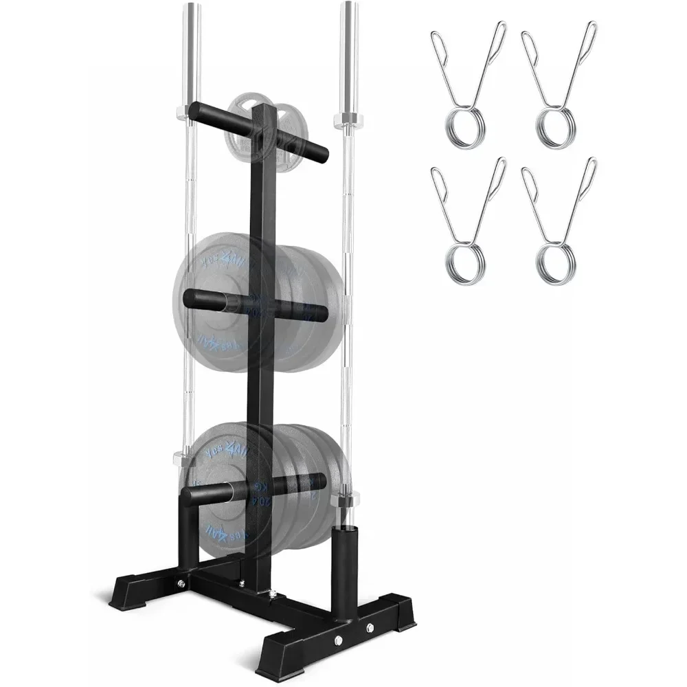 

A Weight Plate Tree Holder & Vertical Barbell Storage Rack For Home Gym, 6-Pegs Weight Plate Barbells
