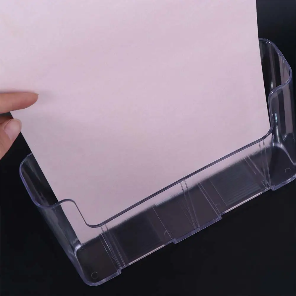 Durable A4 Size Brochure Holder Clear Plastic Filing Magazine Rack Slanted Back Non-slip Flyer Display Stand Locker