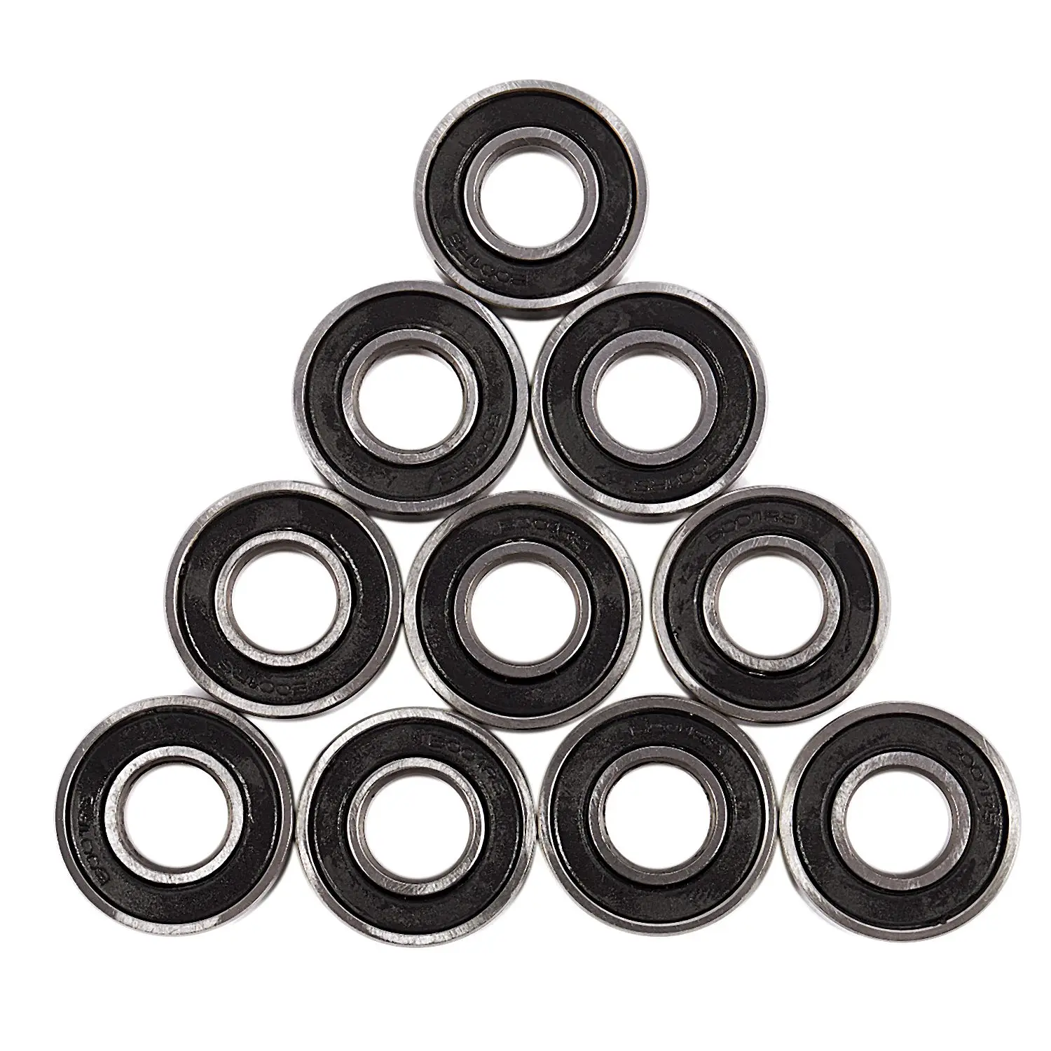 6001RS Deep Groove Ball Bearing 28 x 12 x 8 mm 10 Pieces, Silver & Black