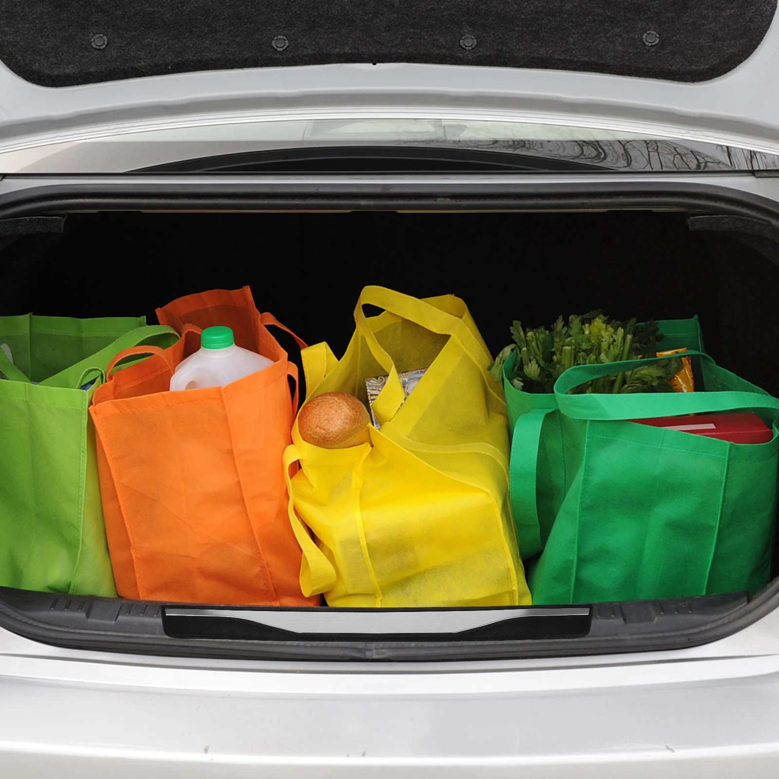 

1Set Car Door Protector High Grade Durable Anti-Stepping Strip Easy Fit Door Sill Guard Carbon Fiber Car Accessories