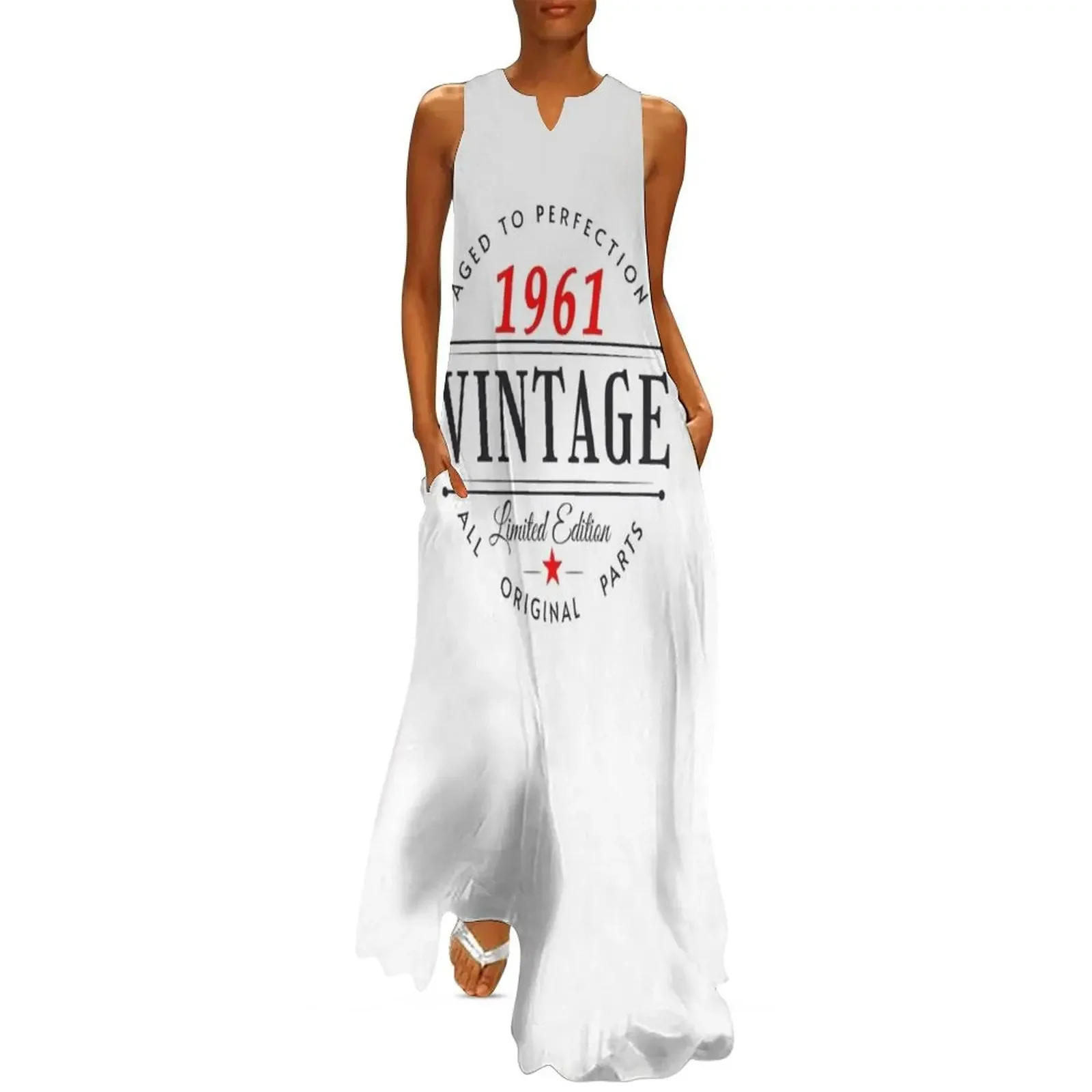 

Vintage Born In 1961 Long Dress elegant chic women dresses promotion Women's dress Dress