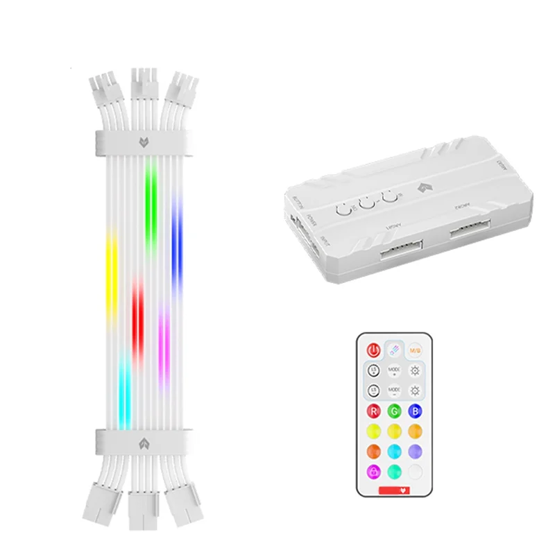 

Qy-3X8pin ARGB Кабель питания видеокарты RGB Удлинительный кабель питания RGB Кабель блока питания для видеокарты 30XX 40XX B
