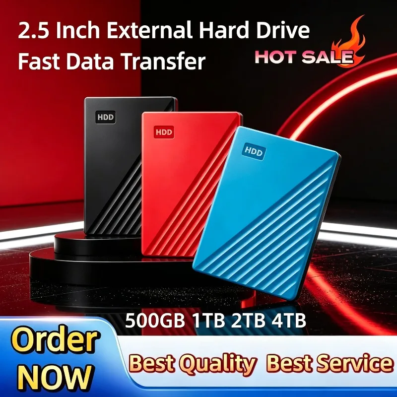 Compact 2.5 Inch External HDD USB 3.0 Fast Data Transfer Multi-Device Compatible Durable Storage Disk for Data Backup 1TB 2TB