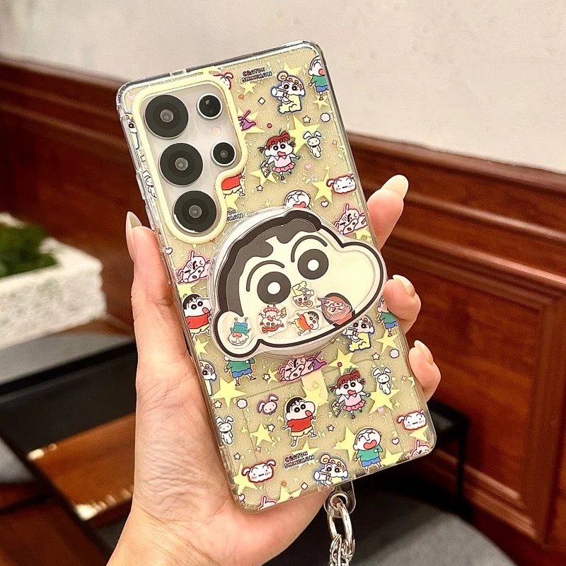 لطيف تلوين شين تشان أفضل صديق تألق Magsafe شحن لاسلكي حقيبة لهاتف سامسونج S23 S24 S25 الترا زائد هزة حامل مغناطيسي #3