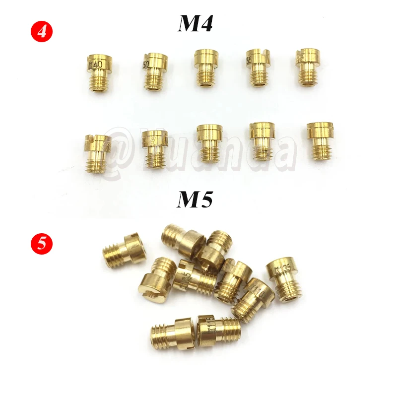 Pack of 10pcs Motorcycle Carburetor Main Jets Slow Pilot Jets for PWK PWM Keihin OKO CVK NSR KSR Carb Set Injector Nozzle