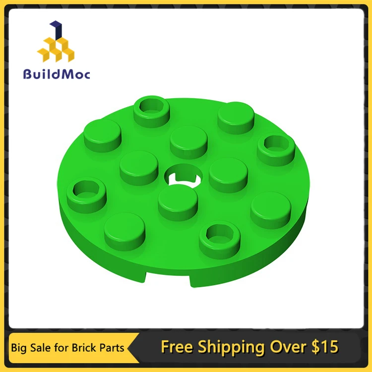 10Pcs MOC Parts 60474 Plate Round 4 x 4 with Pin Hole Compatible Bricks DIY Building Blocks Particle Kid Puzzle Brain Toy Gift