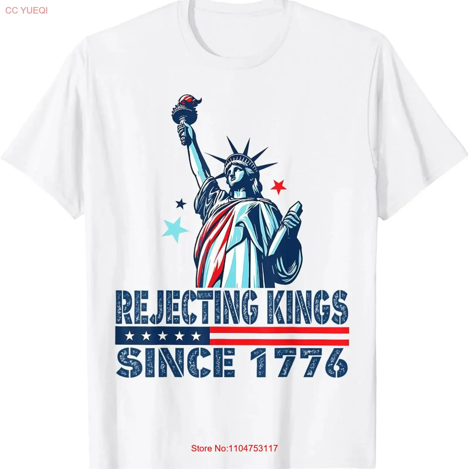 Rejecting Kings Since 1776 Statue Of Liberty USA 4th July T Shirt S 5XL vintage Washed Versatile Unisex Top For Everyday Wear