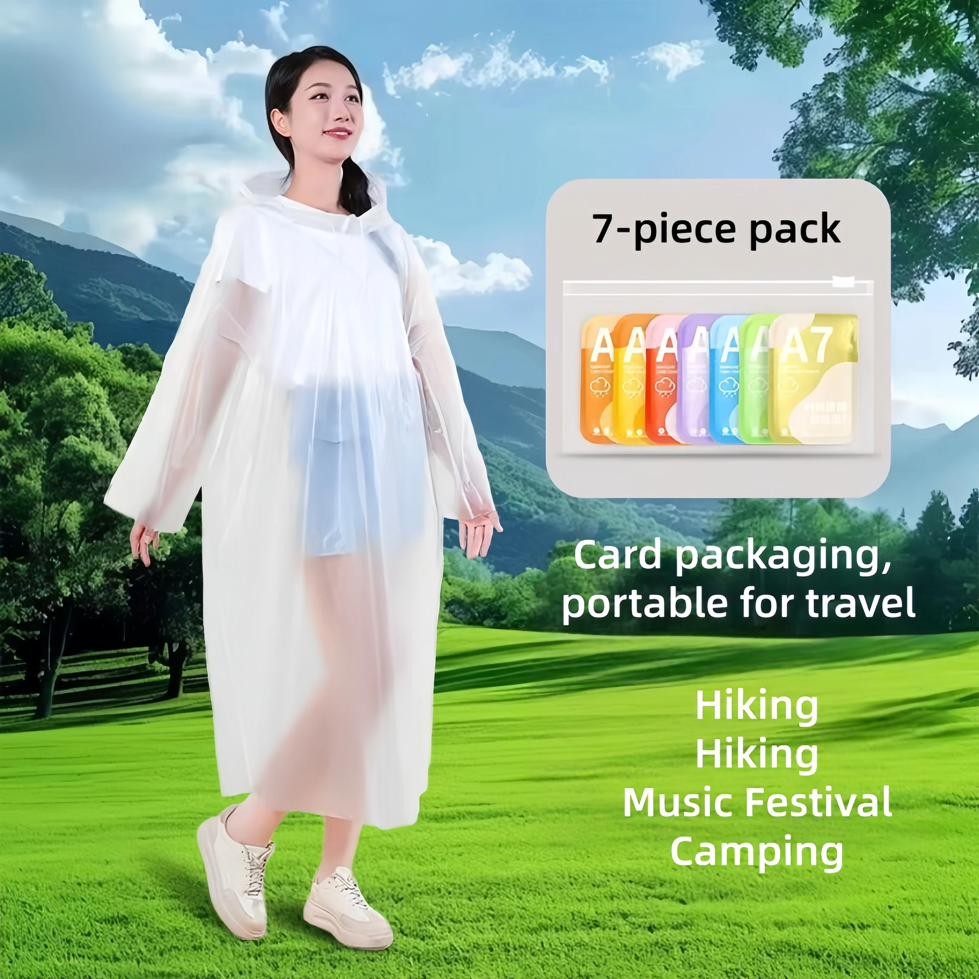 Portable Disposable Raincoat Seven Colors Travel Concert Outdoor Raincoat for easy Carry Waterproof Clothing for Rain