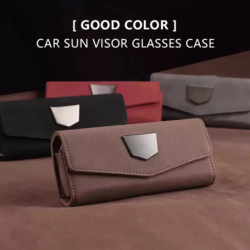 Car Sun Visor Glasses Holder Suede Leather Sunglasses Case Clip Organizer Auto Eyeglasses Storage Box Garage Hand Tools 4