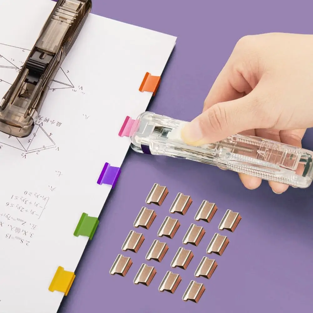 Metal Clip Pusher Simple Reusable Hand Push Document File Stapler Traceless Paper Binding Clip School Office