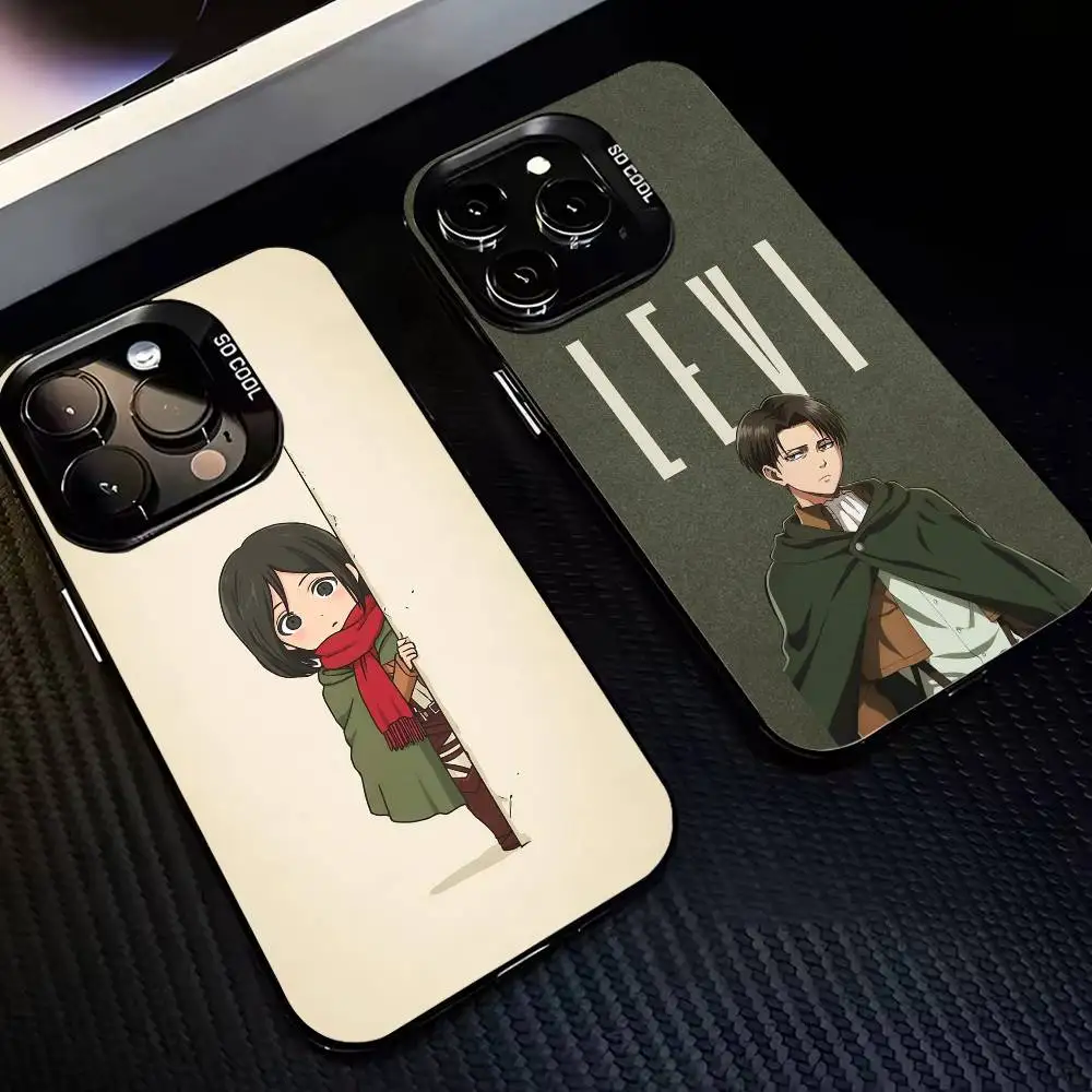 

Levi Ackerman A-Attack On T-Titan Phone Case For iPhone17 16 15 14 13 12 Pro Max Grey Black Matte Laser Metallic Aurora Funda