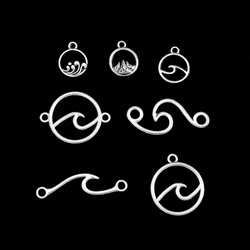 30pcs/lot Mini Ocean Wave Charms Connector Pendants For Diy Bracelets Jewelry Making Supplies Accessories Wholesale Bulk Items