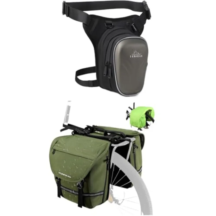 

Bike Bag Accessories Panniers for Bicycle Rear Rack Bag 36L With Leg Bag for Men Fanny Packs Women Men Outdoor Thigh Bags