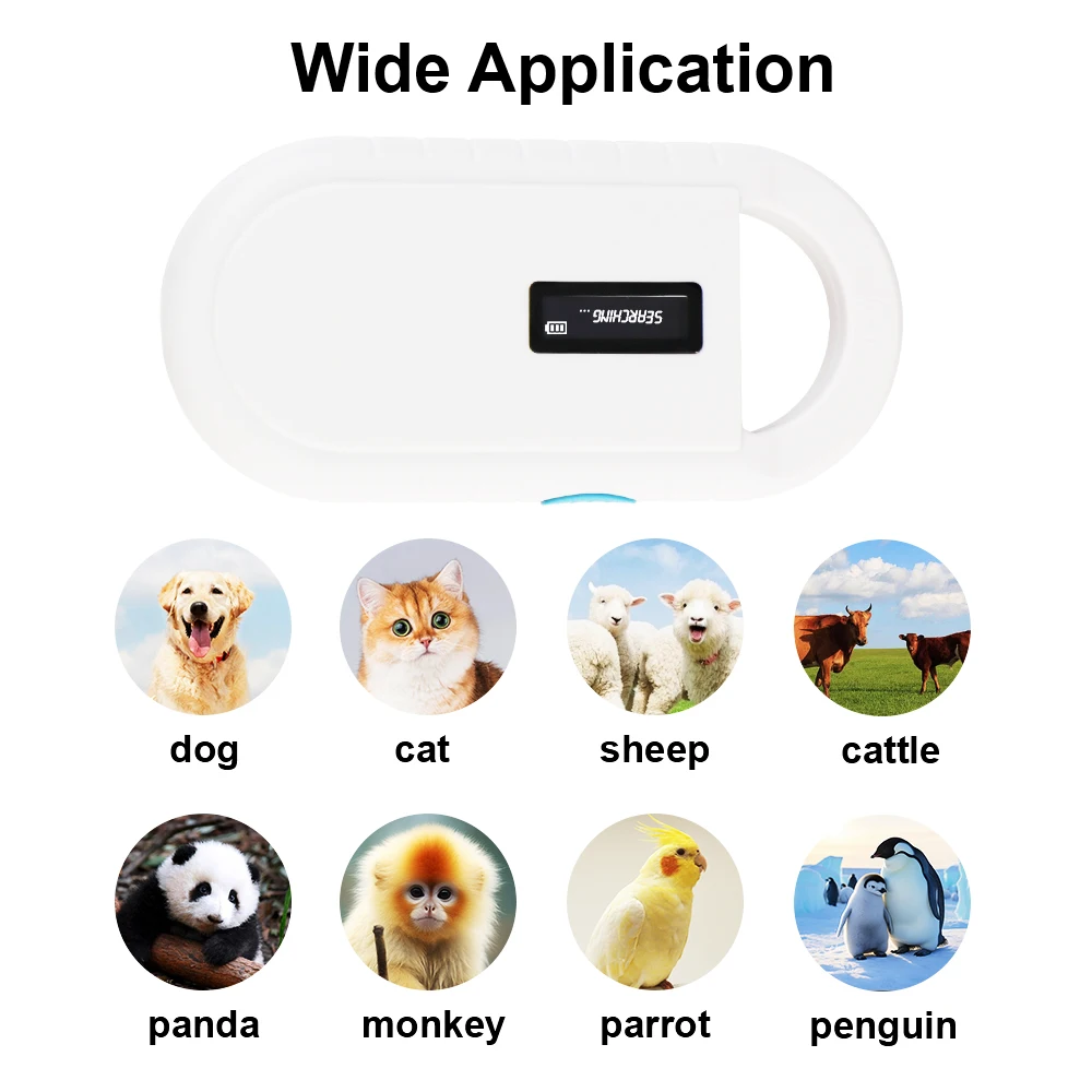 For ISO IEC 11784/5 FDX-B/EMID Animal ID Reader Pet Chip RFID Scanner Digital LCD Display Intelligent 125KHZ / 134.2KHZ