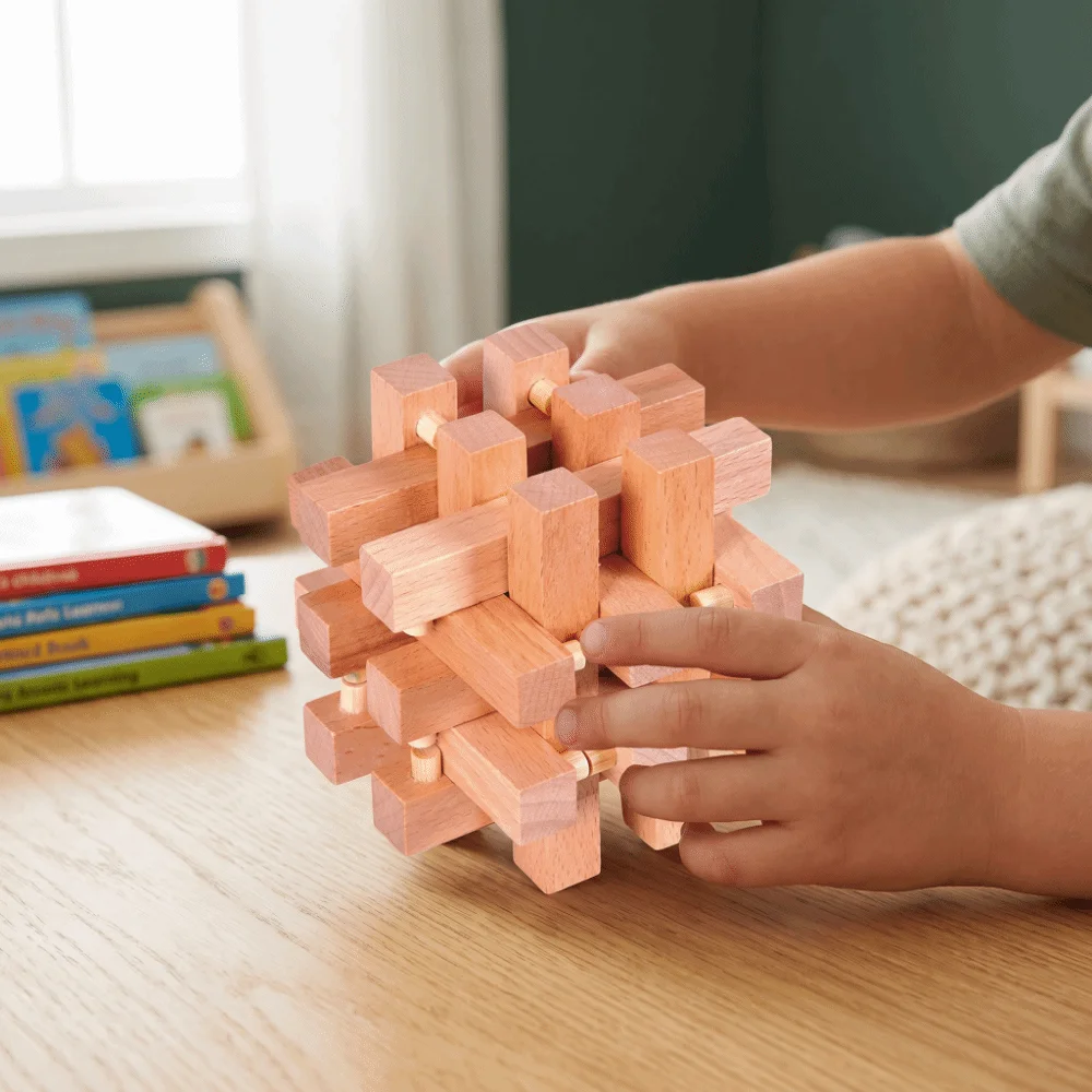 Logic Challenge Wooden Kongming Puzzle Handmade Funny Luban Lock Classic Premium Montessori Christmas Gift