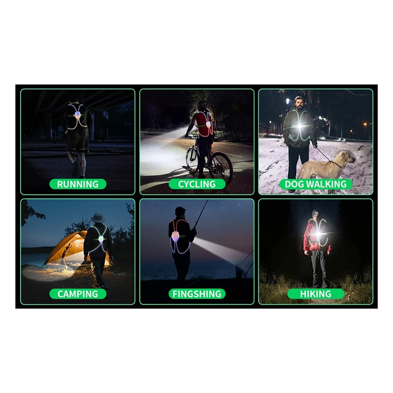 

A36T-Night Outdoor Sport LED Vest 360° Reflective High Visibility Flash Safety LED Fiber Optic Night Running Riding Colorful