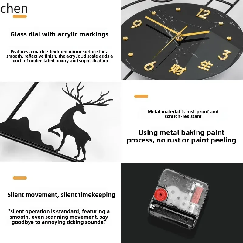 TQH-i7.7 Modern Light Luxury Wall Clock for Living Room, No Drilling Required,  Silent and Simple Wall-Mounted Timepiece