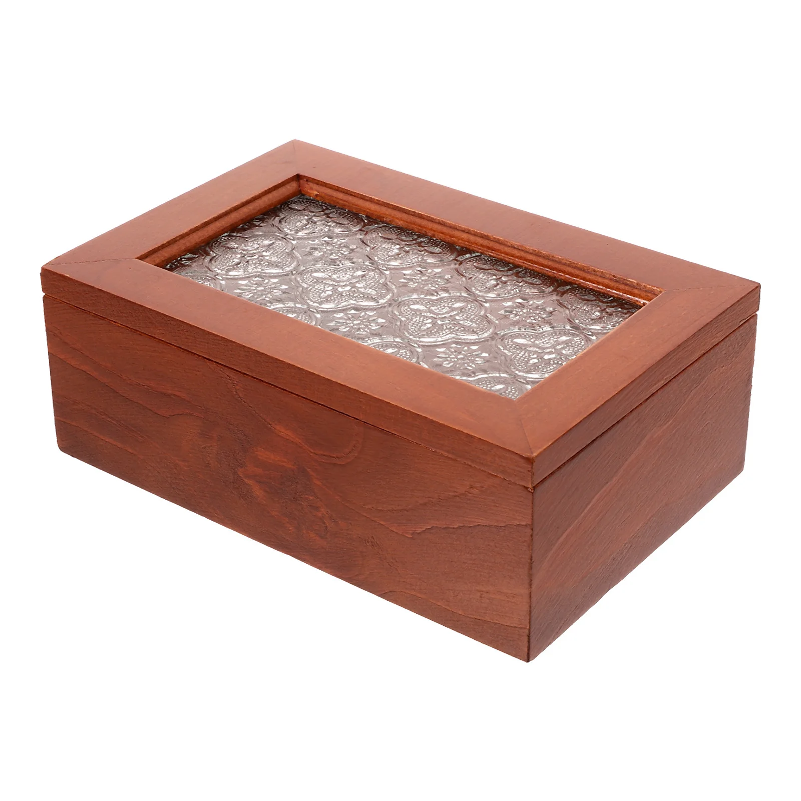 

Wooden Glass Window Storage Box Vintage Style Desktop Treasure Chest for Small Items Jewelry Collection Decorative Organizer