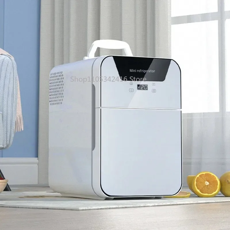 20L Mini Refrigerator, Household & Student Cosmetic Fridge, Portable Car Home Dual-Use Cooler with Digital Display Compressor