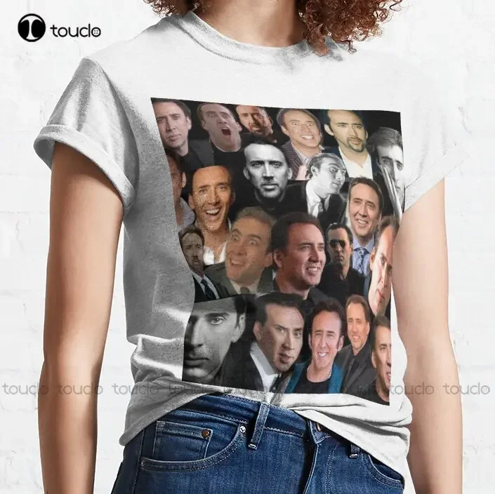 Nicolas Cage Colllage Classic T-Shirt Work Shirt Custom Aldult Teen Unisex Digital Printing Tee Shirts Fashion Tshirt Summer New
