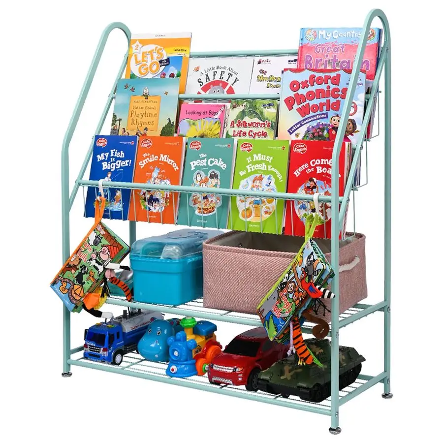 

Bookshelf Toy Storage, Bookcase Shelf for Children Room, 5Tier Large Metal Cabinets Shelves Display, Freestanding Books Store Li