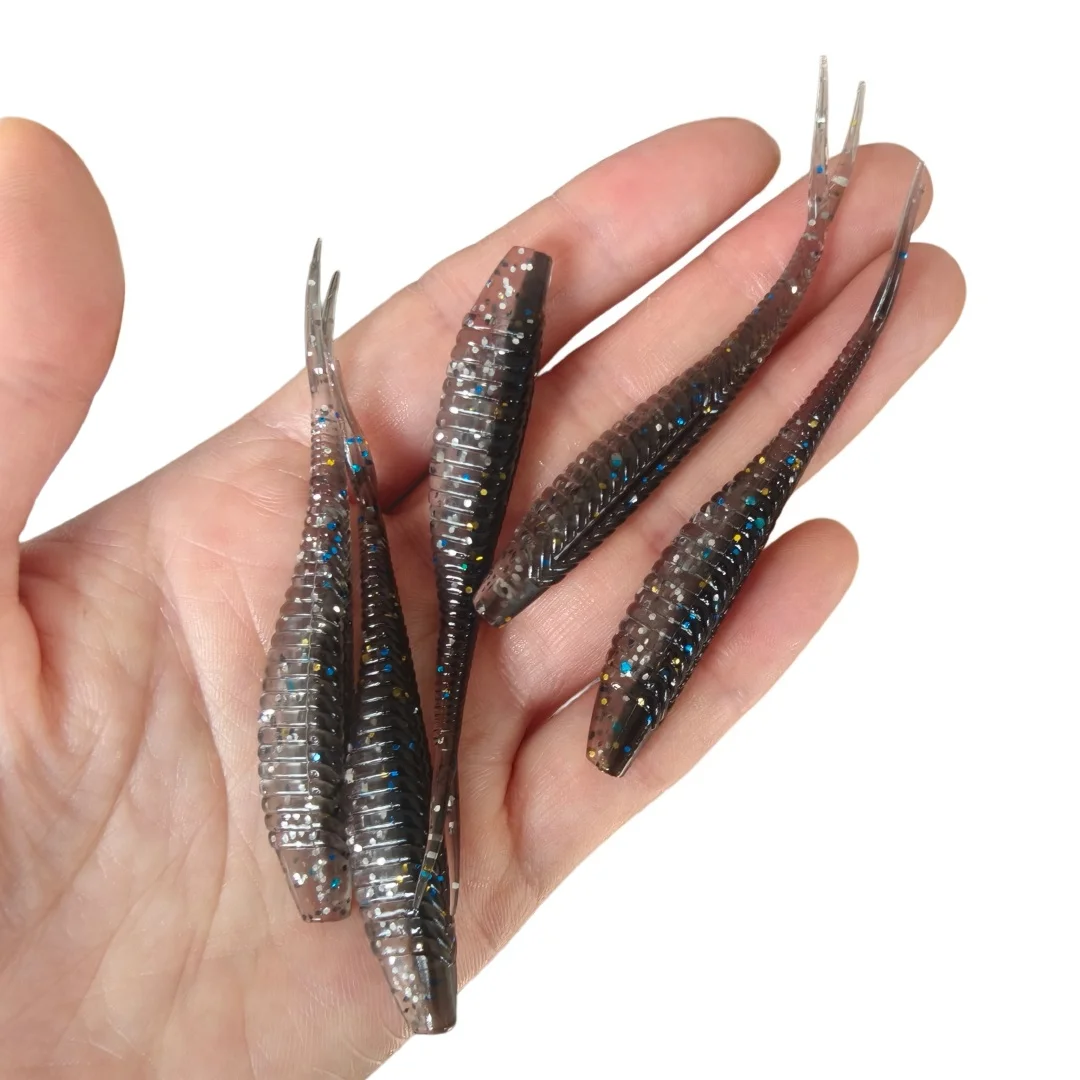 Swolfy 10PCS Nova Isca Artificial Jerk Shad Bait Minnow Crankbait com Cauda Dividida 70mm 1.9g Plástico Macio Swimbait para Pesca de Bass