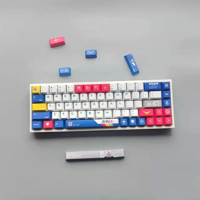 108Keys/Set Gundam Cartoon Theme Style Keycap PBT Key Cap Cherry Profile for MX Switch Mechanical Keyboard DIY Game Custom Gifts