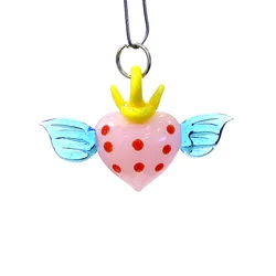 Murano Glass Heart Shape Pendant Cute Love Charm Ornament for DIY Jewelry Necklace Making Accessories or Wedding Decor Supplies