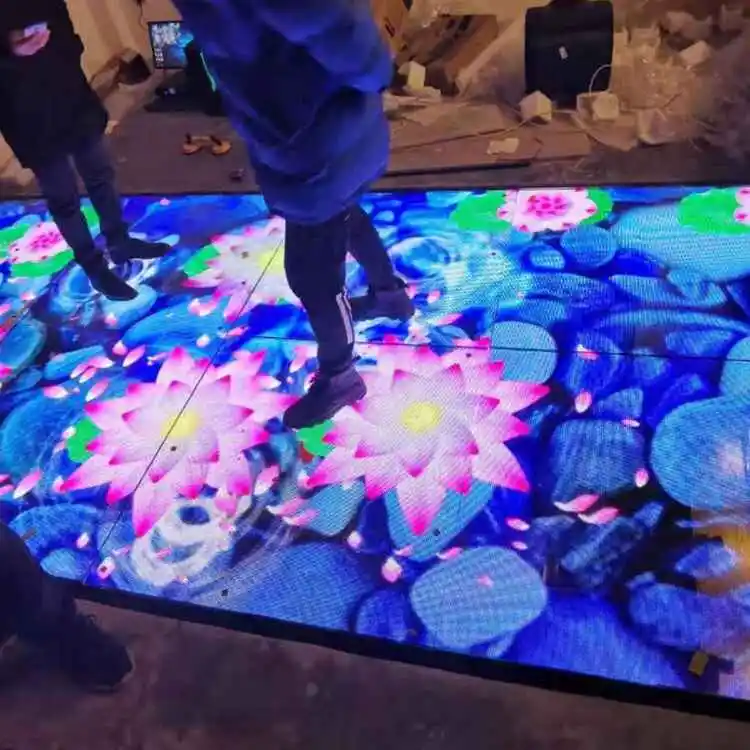 Customized Game Floor Interactive LED Stage Screen Interactive LED Floor Display ScreenHigh Refresh RateHeavy-dutyFootTraffic