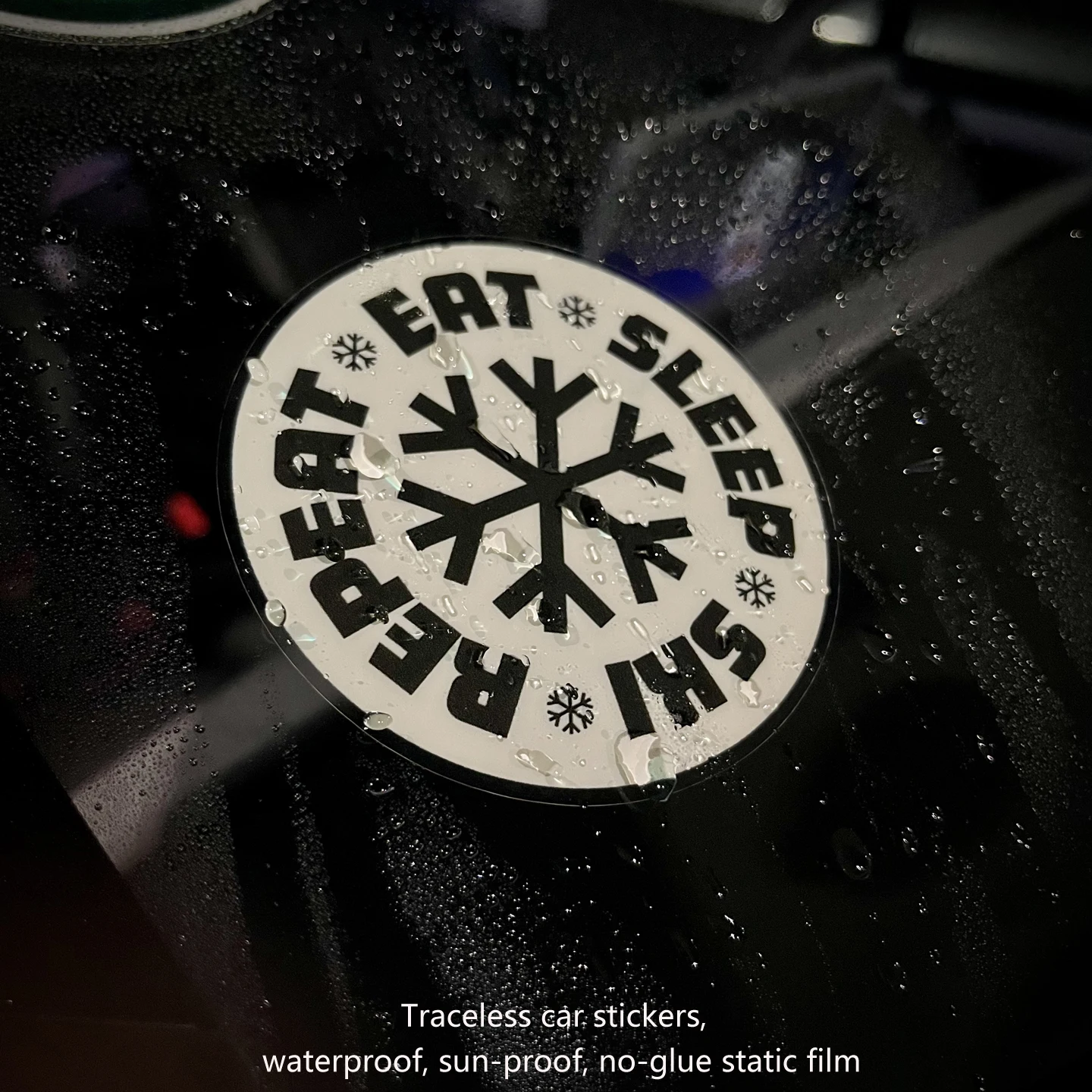 

Катание на лыжах, еда, сон, электростатическая маркировка лобового стекла на открытом воздухе, автофургон, путешествие, треугольное окно, наклейки для скейтборда