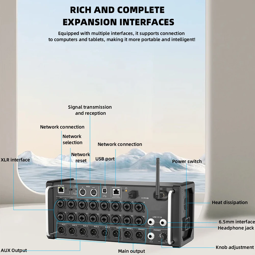 Air 1:1 XR18 Multi-Track Digital Mixer MR18 Mixer Rackmount Mixer Built-in Wifi DJ Mixer USB Recorder Portable Console Audio