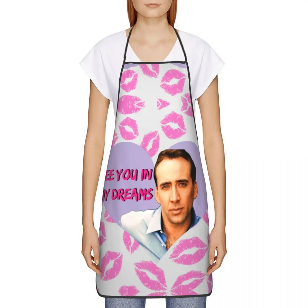 Unisex Nicolas Cage Kisses Bib Apron Adult Women Men Chef Tablier Cuisine for Cooking Kitchen Painting