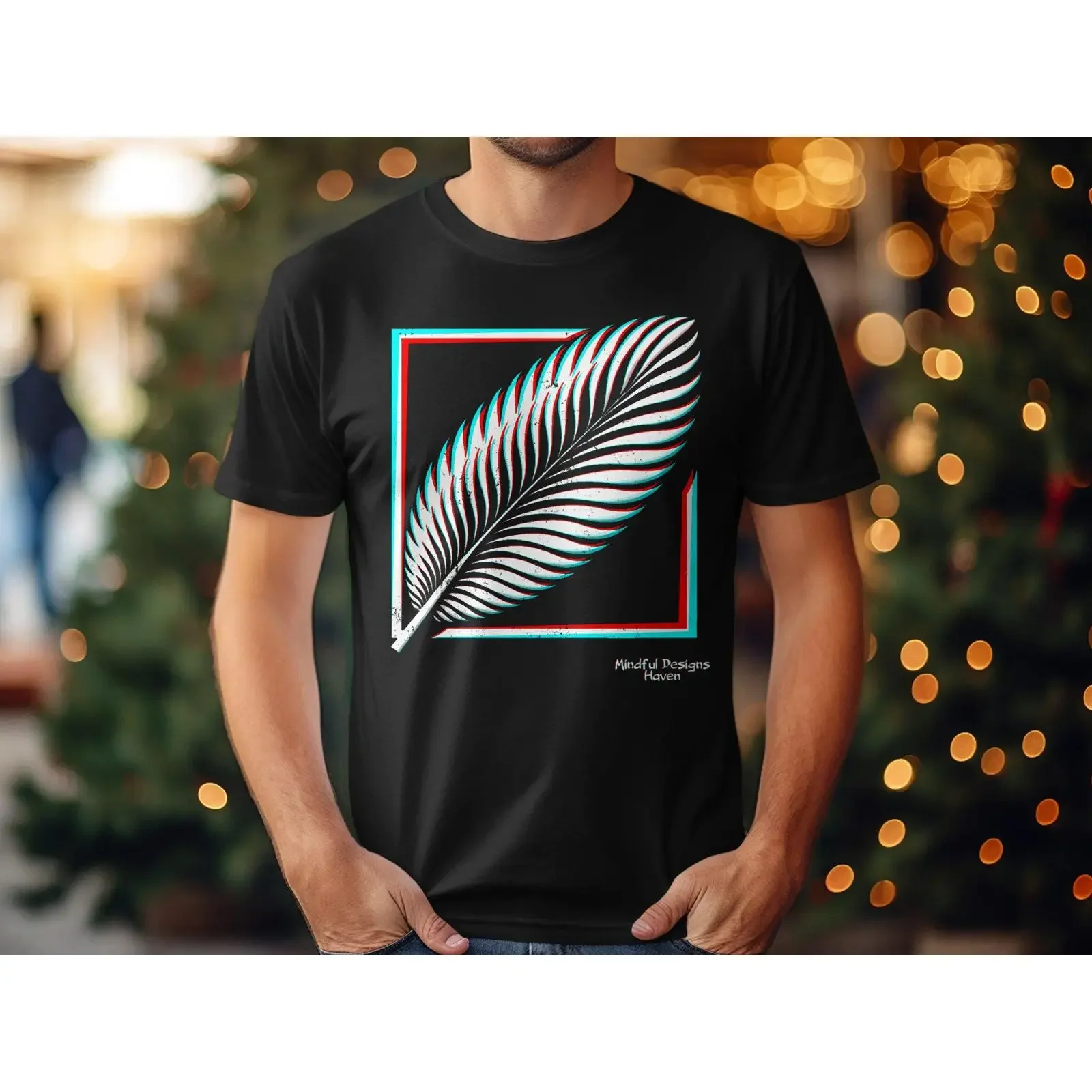 Glitch Effect Sacred Feather Symbol T Shirt Mythological Spiritual Art Unique for Streetwear Lover vintage Washed Comfortable