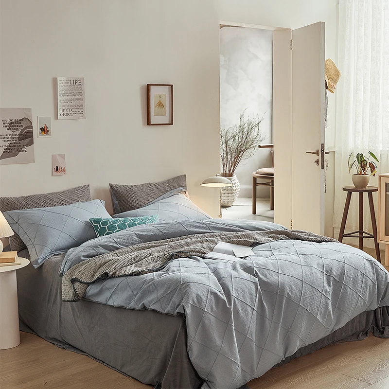 

Cotton velvet solid color Malmo series four-piece set