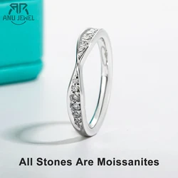 AnuJewel Bow Tie D Color Moissanite Wedding Band Rings Classic 18K Gold Plated 925 Sterling Silver Rings For Women Jewelry