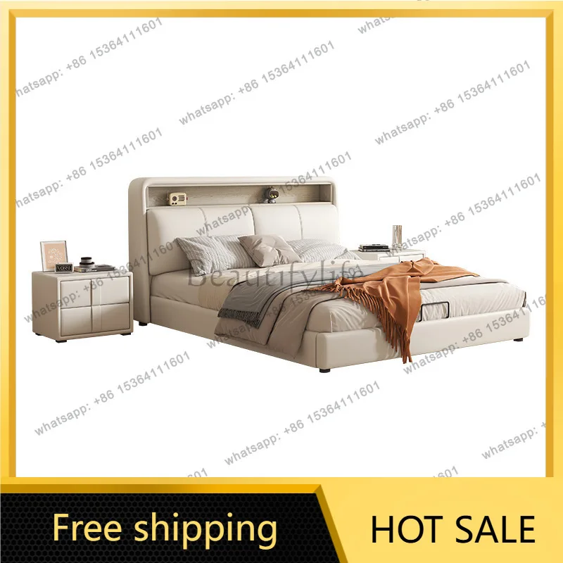 Factory Direct Sales Modern Simple Leather Bed Storage Soft Bag Double Flush Edge Bed